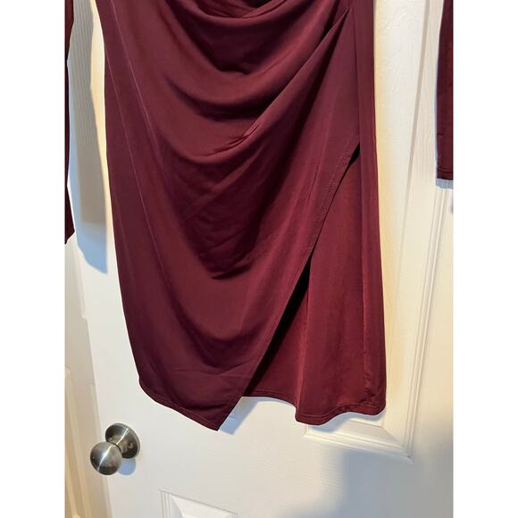 Krisa Wrap Long Sleeve Ruched Waist Mini Dress NWT Size XS - Picture 2 of 8